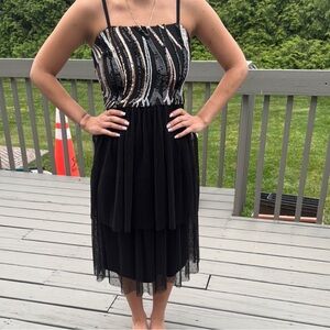 Elegant Black and Silver Mini Dress